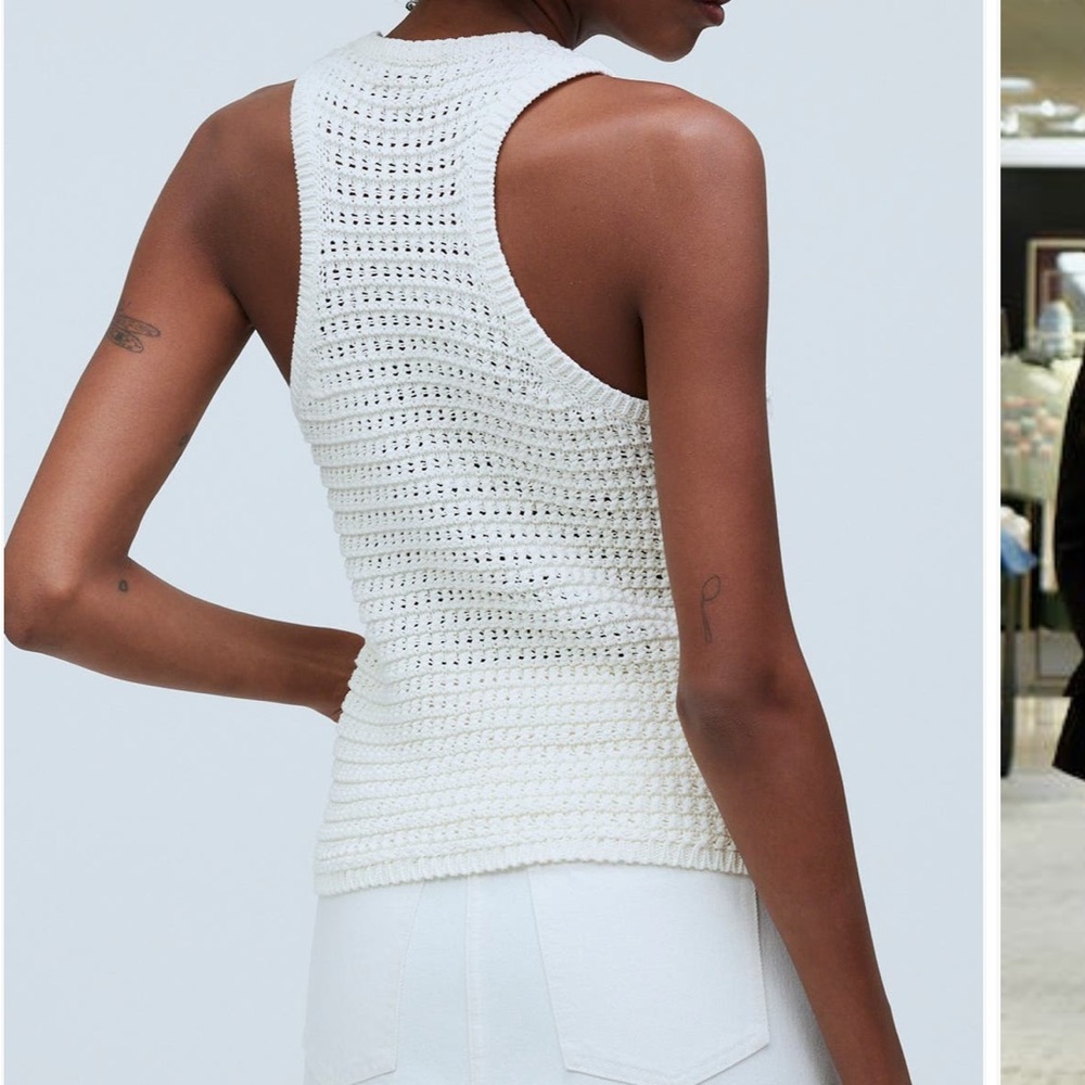 Madewell NEW Open stitchcrewneck cotton sweater tank - Picture 2 of 8